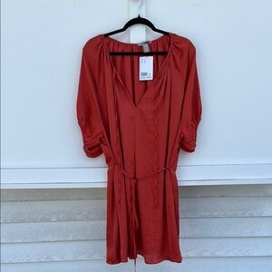 H&M Red Satin Mini Dress with Ties